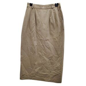 Willowbend Vintage Tan Cotton High Waisted Prairie Western Pencil‎ Skirt USA 10